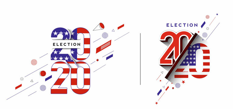 USA Flag with Happy New Year 2021 Text Typography Design Patter, Vector illustration.