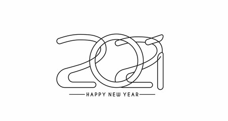 Happy New Year 2021 Text Typography Design Patter, Vector illustration.