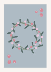 Christmas abstract vector drawing. Mid century modern boho style composition