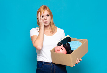 pretty woman  feeling bored, frustrated and sleepy after a tiresome, dull and tedious task, holding...