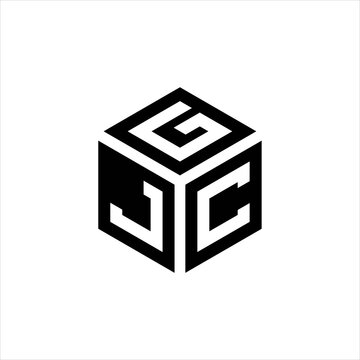 Geometric letter JCG GJC logo. Trendy hexagon polygon design. 3D cube shape. Minimalist abstract vector symbol. Modern technology icon. Isolated business concept. 