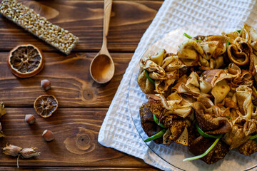 rolled pancakes stuffed with the spinach