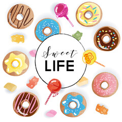 Sweet life. Watercolor vector illustration of sweets