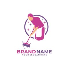 Housemaid Logo Stock Vector Illustration. unique maid logo. cleaning service. house maid. vector illustration
