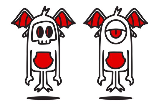 kawaii doodle monster sticker design illustration