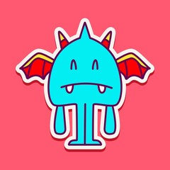 kawaii doodle monster sticker design illustration