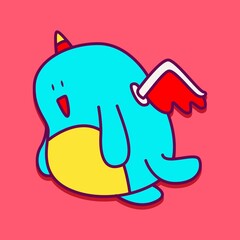 kawaii doodle monster sticker design illustration