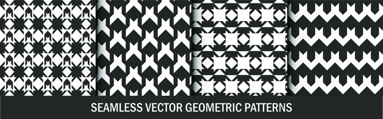 Set of seamless vector geometric patterns. Repeat geometrical abstract backgrounds. 10 eps design for fabric, textile, wrapping, cover etc.