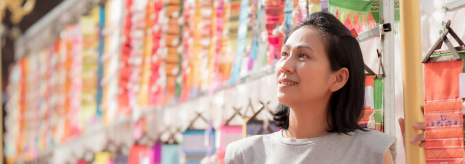 Portrait of Asia woman traveling in the Nan Province Thailand
