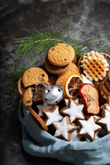 Selection of various Christmas treats in a box