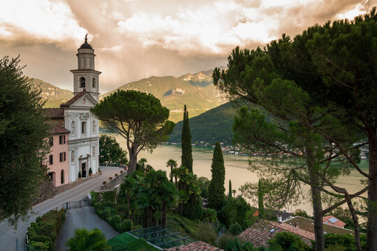 Beautiful landscape of Vico Morcote in the mountains of Canton Ticino in Switzerland
