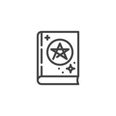 Magic Book With Pentagram line icon. linear style sign for mobile concept and web design. Witchcraft spell book outline vector icon. Symbol, logo illustration. Vector graphics