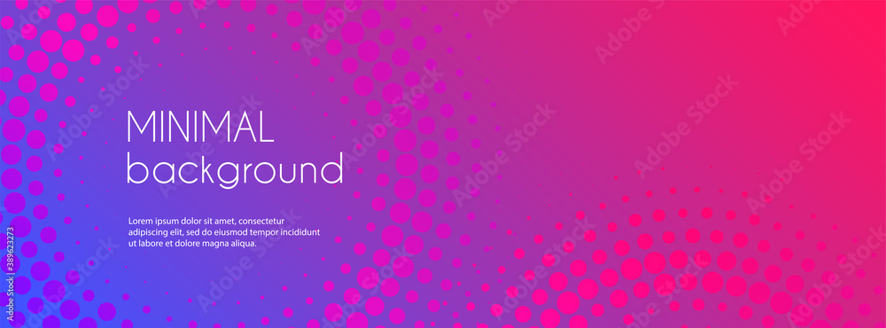 Wall mural gradient colorful long banner. abstract minimal dotted background for social media cover with copy s