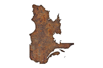 Karte von Quebec auf rostigem Metall