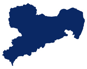 Karte von Sachsen in blauer Farbe
