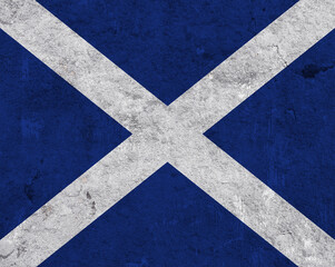 Fototapeta na wymiar Fahne von Schottland auf verwittertem Beton
