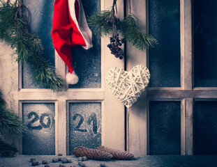 Happy New 2021 Year! Hand drawn lettering with finger for 2021 Happy New Year on a frozen window....