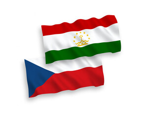 Flags of Czech Republic and Tajikistan on a white background