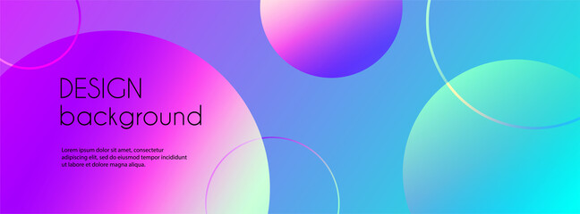 Trendy vector long banner with 3d spheres. Gradient minimal background for facebook cover with copy space for text