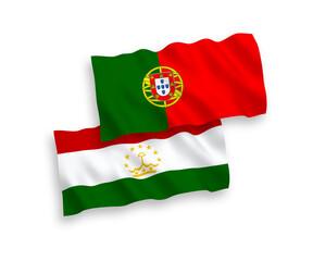 Flags of Portugal and Tajikistan on a white background