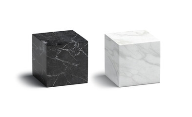 Blank marble black and white cube mockup set