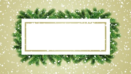 Christmas banner with horizontal fir branches and frame