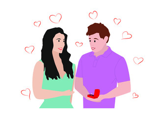 A man proposes marriage to the girl with the ring in the box.