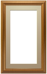 Empty golden photo frame isolated on pure white background. 3D illustration.