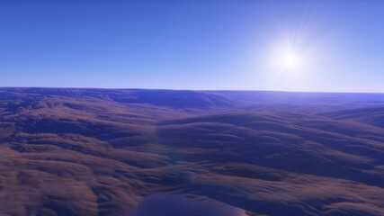 Alien planet landscape 3d render