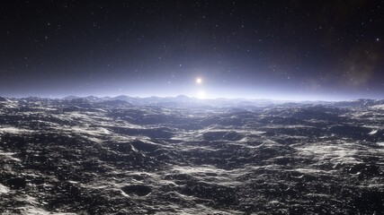Naklejka na ściany i meble Alien planet landscape 3d render