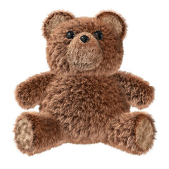 Realistic detailed brown baby toy teddy bear. Symbol of Childhood. 3D illustration.