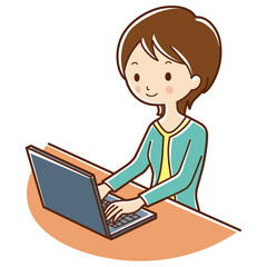 ノートPCを使う女性