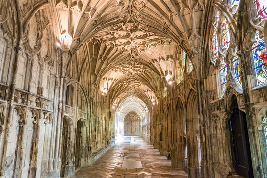 The Cloisters in Gloucester Cathedral, they are the most elegant of its kind in England and have been used as a location for Harry Potter movies.