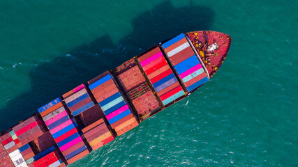 Container ship global business freight shipping import export logistic and transportation by...