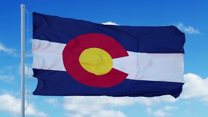 Colorado waving in the wind, blue sky background. 3d rendering