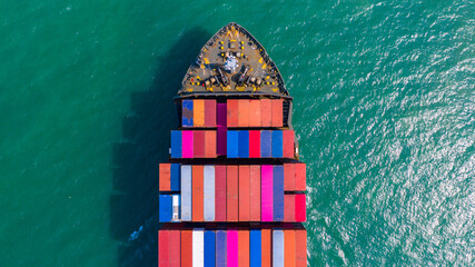 Container ship global business freight shipping import export logistic and transportation by...