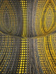 futuristic yellow and shades of grey spotted pattern and design
