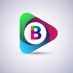 B letter colorful logo in the triangle shape, Vector design template elements for your Business or company identity.