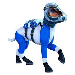 3D Rendering Astronaut Dog on White © photosvac
