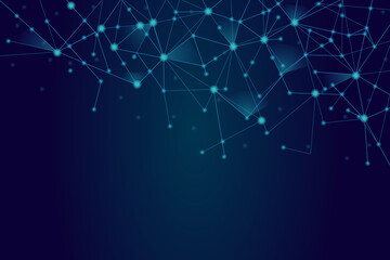 Naklejka na ściany i meble Network abstract connection isolated on blue background. Network technology background with dots and lines. Ai background. Connect vector. For ai digital design, network technology
