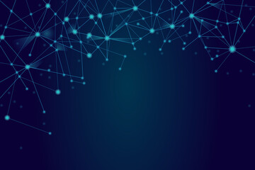 Network abstract connection isolated on blue background. Network technology background with dots and lines. Ai background. Connect vector. For ai digital design, network technology