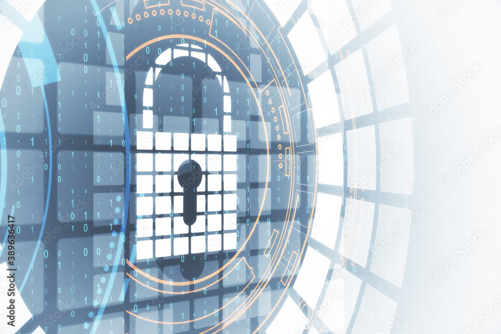 Aufkleber Glowing digital padlock hologram with binary code
