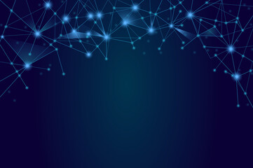 Network abstract connection isolated on blue background. Network technology background with dots and lines. Ai background. Connect vector. For ai digital design, network technology