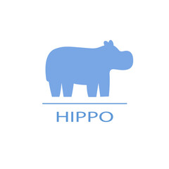 Vector hippo silhouette view side for retro logos, emblems, badges, labels template vintage design element. Isolated on white background
