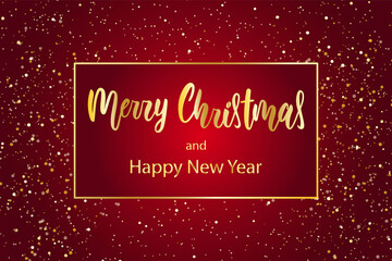 Greeting card with Merry Christmas calligraphy text