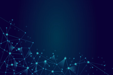 Network abstract connection isolated on blue background. Network technology background with dots and lines. Ai background. Connect vector. For ai digital design, network technology
