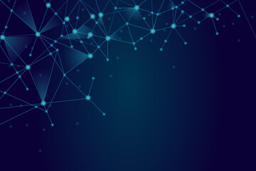 Network abstract connection isolated on blue background. Network technology background with dots and lines. Ai background. Connect vector. For ai digital design, network technology