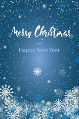 Greeting card with Merry Christmas calligraphy text