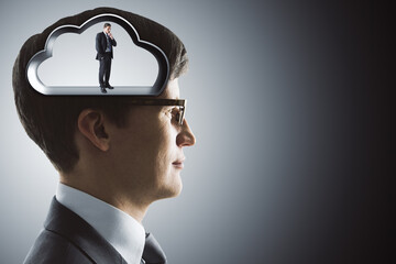 Silhouette of the brain in the head