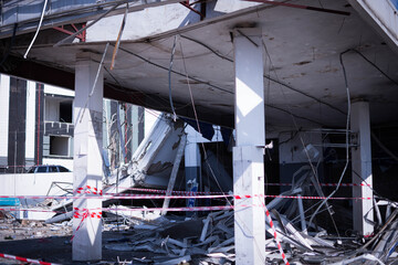 Broken buildings that are destroyed from Beirut's port explosion August 4th 2020